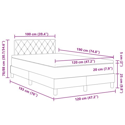 Łóżko typu box spring z materacem ciemnoszary mały podwójny aksamit