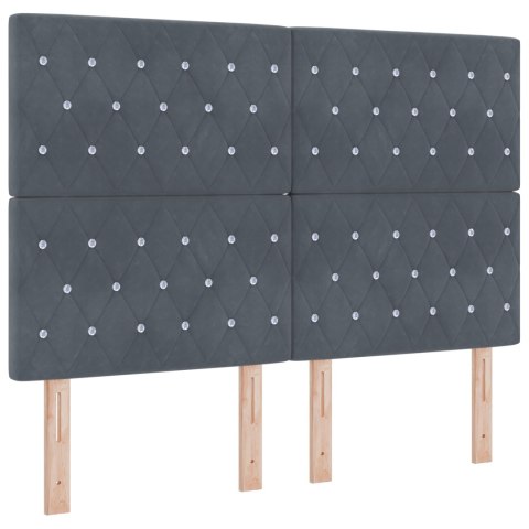 Box Spring Łóżko z Materacem Ciemnoszary 160x200 cm Aksamit