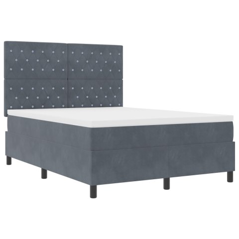 Box Spring Łóżko z Materacem Ciemnoszary 160x200 cm Aksamit