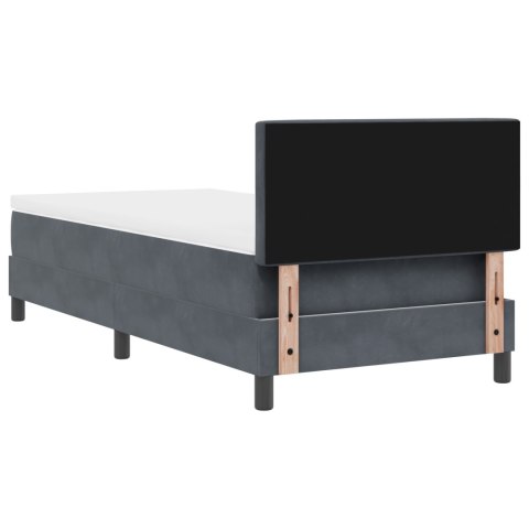 Łóżko Box Spring z materacem i LED Szary Ciemny 90x190 cm Aksamit