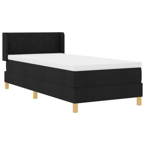 Czarne łóżko Box Spring z materacem 90x200 cm