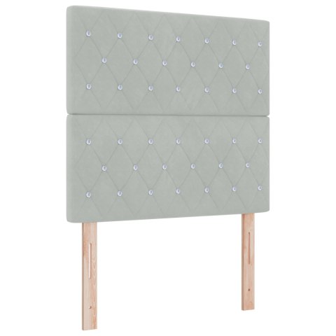 Łóżko Box Spring z Materacem & Ławką Jasnoszary 100x200 cm Aksamit