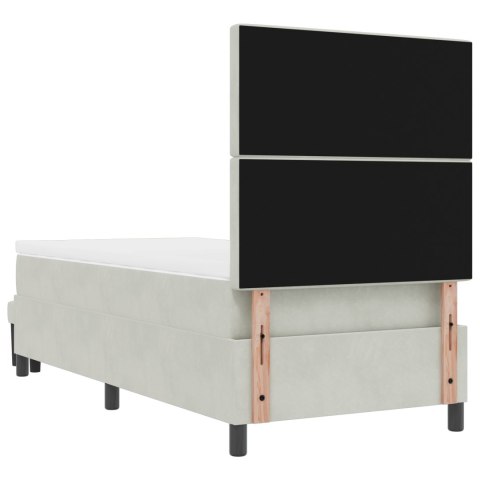 Łóżko Box Spring z Materacem & Ławką Jasnoszary 100x200 cm Aksamit