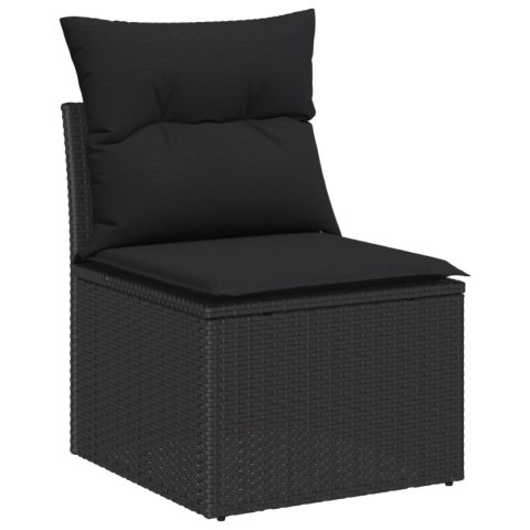 Zestaw sof ogrodowych 8 częściowy z poduszkami Czarny Polirattan