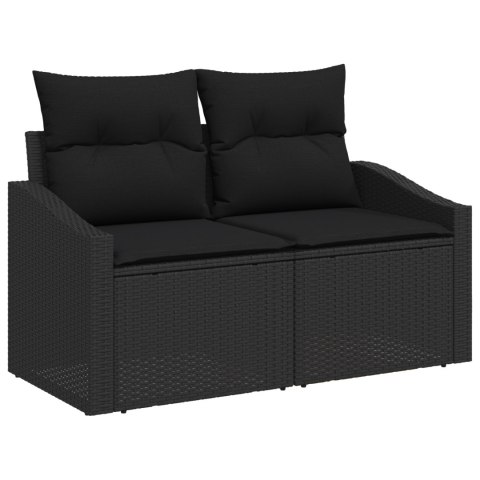 Zestaw sofy ogrodowej 7-elementowy z poduszkami Czarny Poli Rattan