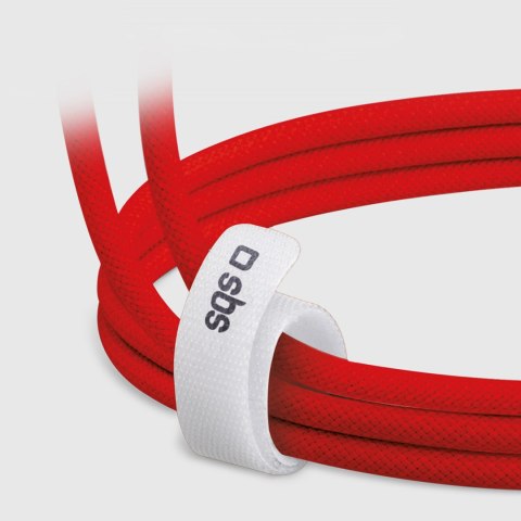 Kabel przewód w oplocie USB-C 60 W 1.5m - czerwony