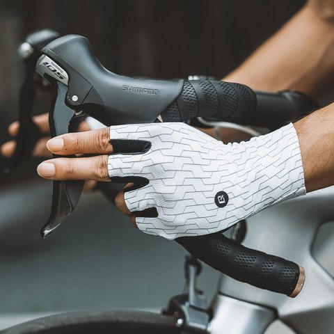 Rękawiczki rowerowe kolarskie szosowe rozmiar L - biało-czarne
