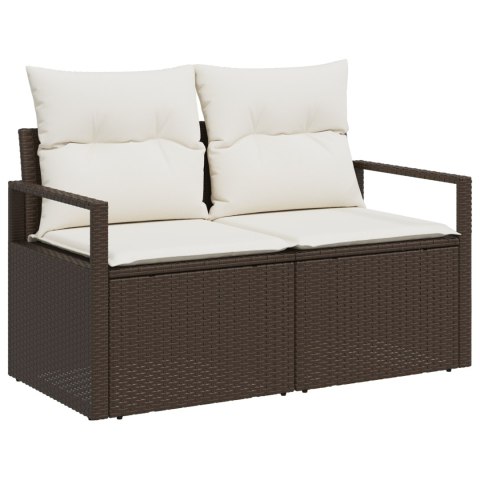 Zestaw sof ogrodowych z poduszkami brązowy polirattan
