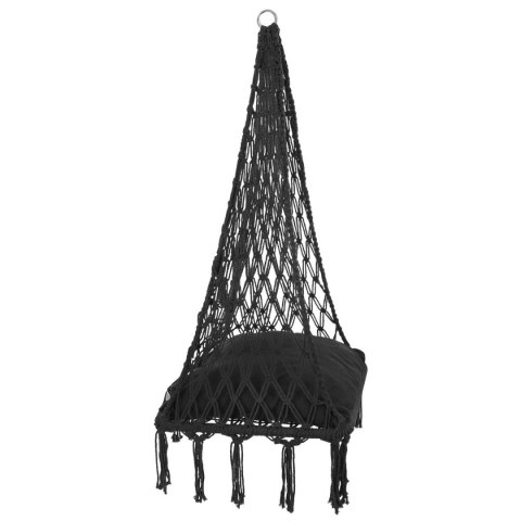 HAMAK AŻUROWY FOTEL WISZĄCY 60x60x120CM Z PODUSZKĄ CIEMNO SZARY