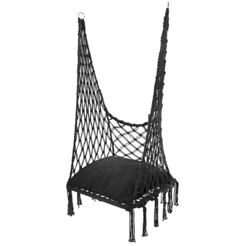 HAMAK AŻUROWY FOTEL WISZĄCY 60x60x120CM Z PODUSZKĄ CIEMNO SZARY