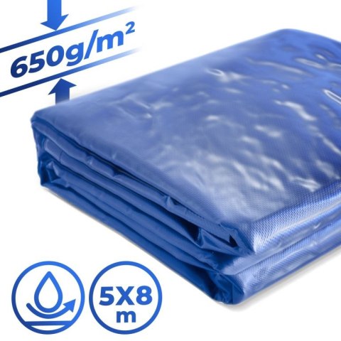 JAGO Plandeka 650 g/m², aluminiowe oczka, niebieska, 5 x 8 m