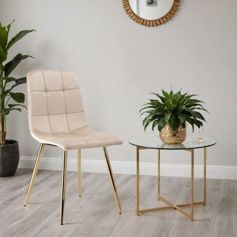 Krzesło welurowe DENVER GOLD VELVET beżowe