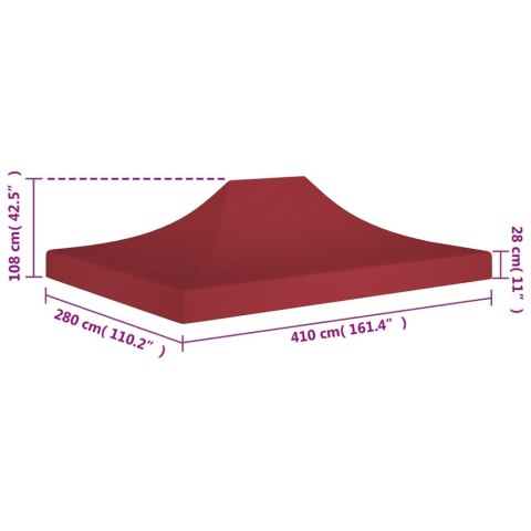 Dach do namiotu imprezowego, 4 x 3 m, burgundowy, 270 g/m²