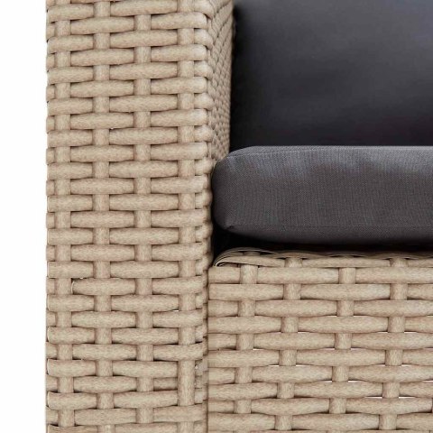 Pojedyncza sofa ogrodowa z poduszkami, rattan PE, beż