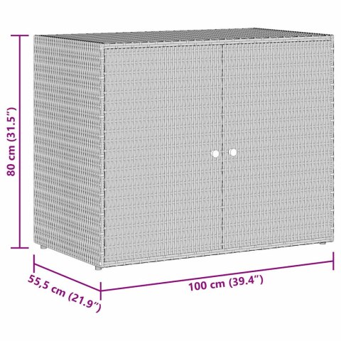 Szafka ogrodowa, szara, 100x55,5x80 cm, rattan PE