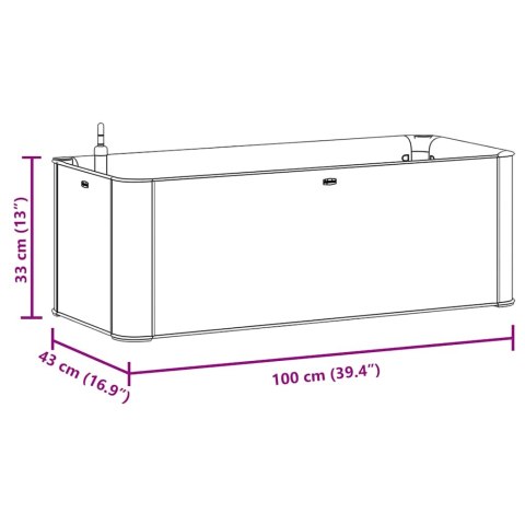 Podwyższona donica z systemem podlewania, antracyt, 100x43x33cm
