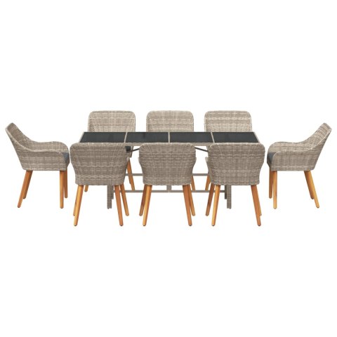 Zestaw do jadalni 9 pcs Jasnoszary 190 x 80 x 74 cm