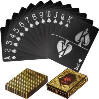 Karty pokerowe plastikowe - czarne / złote