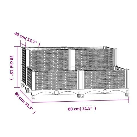 Donica do podniesionej rabaty, 80x80x38 cm, polipropylen