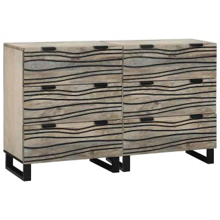 Komody 2 pcs Biały 60 x 33,5 x 75 cm Lite, surowe drewno mango