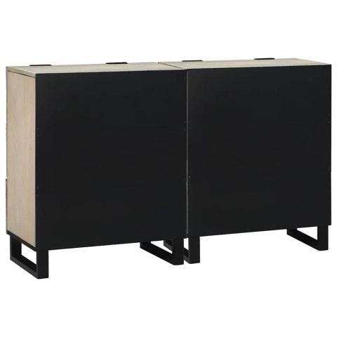 Komody 2 pcs Biały 60 x 33,5 x 75 cm Lite, surowe drewno mango