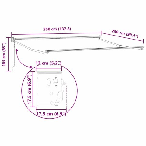 Automatyczna markiza chowana Biała 350x250 cm