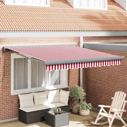 Automatyczna markiza składana w czerwono-białe paski 350 x 250 cm