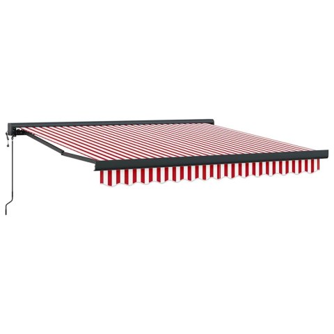Automatyczna markiza składana w czerwono-białe paski 350 x 250 cm
