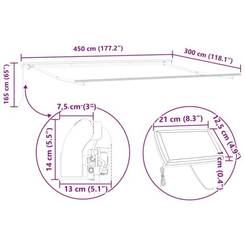 Chowana markiza Żółty / szary / biały 450 × 300 cm Wielokolorowe