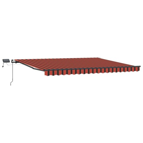 Ręczna markiza chowana z LED w pomarańczowym i brązowym 400x350 cm