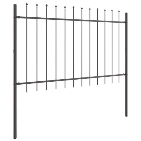 Ogrodzenie z szpicem szare 10,2x1 m, stalowe