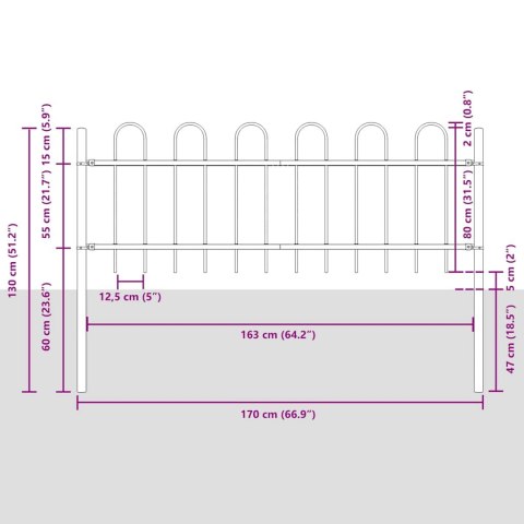 Płot Ogrodowy Szary z Toporem - 13.6 x 0.8 m Stal