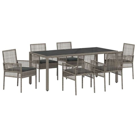 Zestaw jadalny do ogrodu 7 pcs Szary 190 x 90 x 75 cm