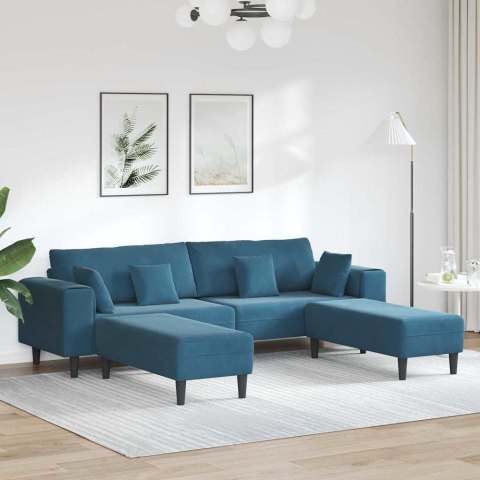 Sofa welurowa z poduszką z poduszką 3 pcs Niebieski 208 cm Aksamit