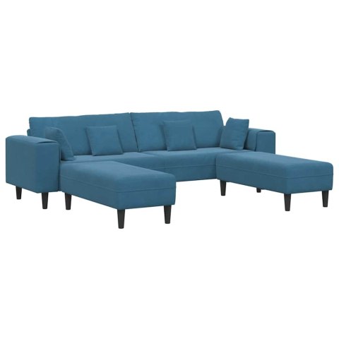 Sofa welurowa z poduszką z poduszką 3 pcs Niebieski 208 cm Aksamit