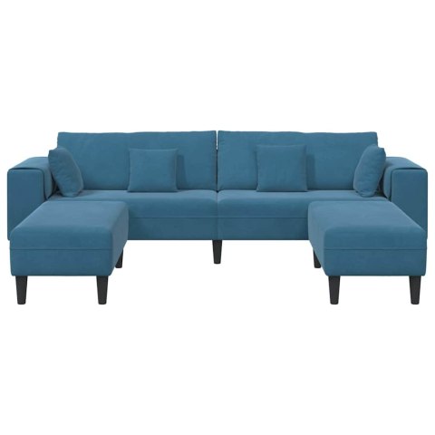 Sofa welurowa z poduszką z poduszką 3 pcs Niebieski 208 cm Aksamit