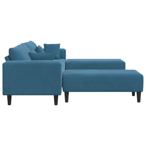 Sofa welurowa z poduszką z poduszką 3 pcs Niebieski 208 cm Aksamit