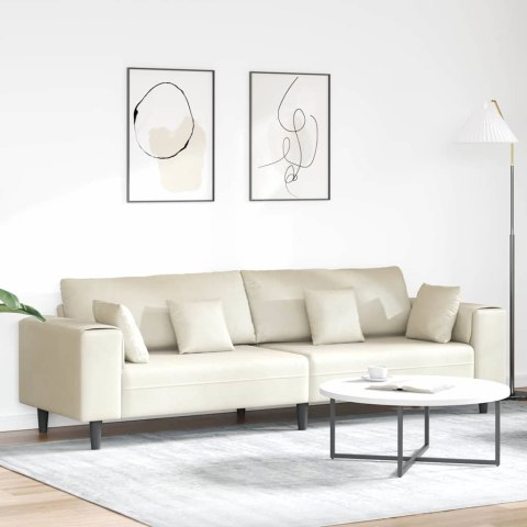 Sofa welurowa z poduszką z poduszką Kremowy 208 cm Aksamit