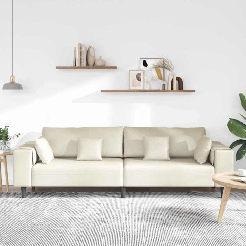 Sofa welurowa z poduszką z poduszką Kremowy 208 cm Aksamit