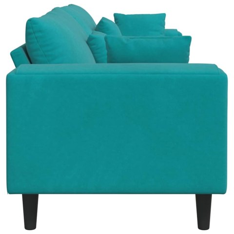 Sofa welurowa z poduszką z poduszką turkusowy 208 cm Aksamit