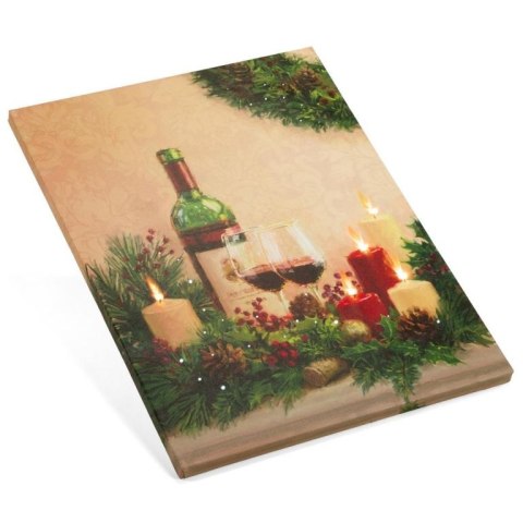Podświetlany obraz - świece z winem, 5 LED, 30 x 40 cm