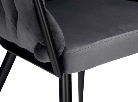 Krzesło welurowe plecione COFTON BLACK VELVET grafitowe