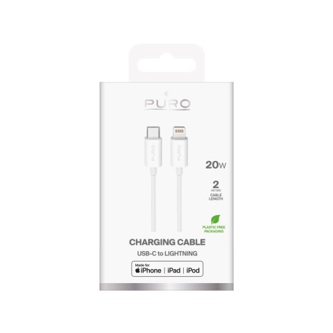 Kabel przewód USB-C - iPhone Lightning TPE 20W 2m - biały
