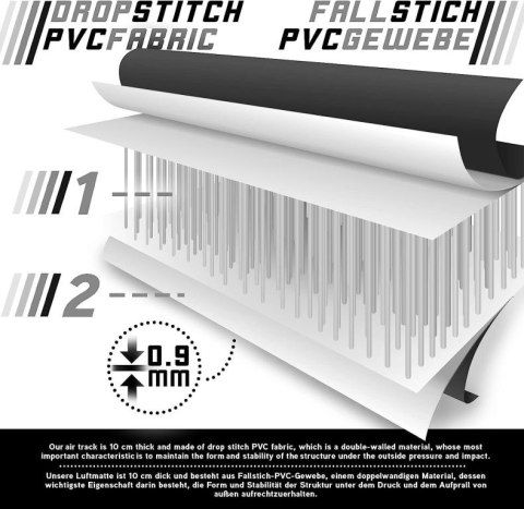 Physionics Airtrack Nadmuchiwana mata, 4 m, czarna
