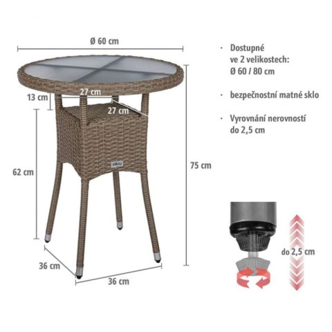 STILISTA Okrągły stół ogrodowy 60 cm, czarny