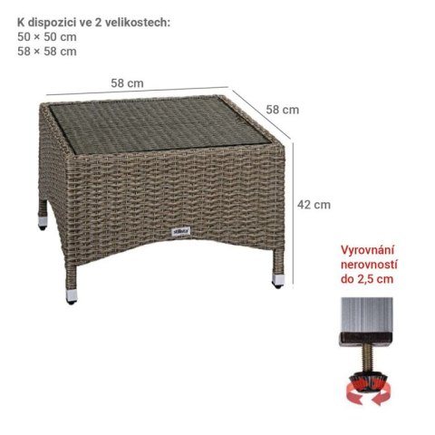 STILISTA Stolik 58 x 58 cm, polirattan, kremowy