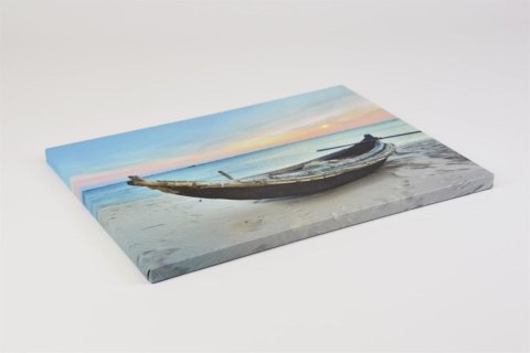 Obraz na ścianę "Łódka na plaży", LED z timerem, 30 x 40 cm