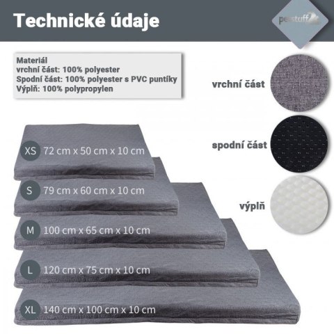 Poduszka dla psa w rozmiarze XS, ciemnoszara, 72 x 50 x 10 c
