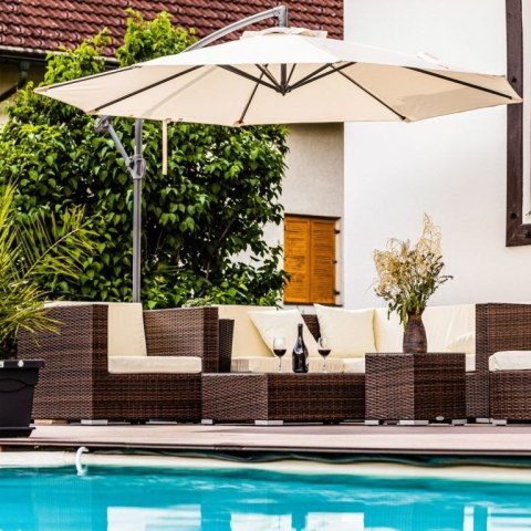 STILISTA Parasol ogrodowy z rączką 3 m, khaki + LED