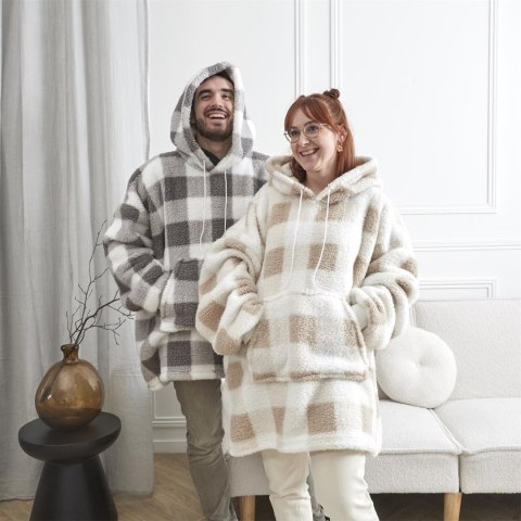 Bluza ocieplana długa/ snuddie w kratę